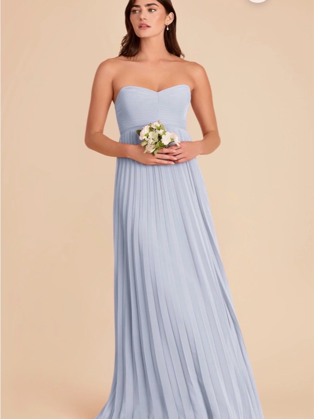 Birdy Grey Strapless Pleated Maxi Dress - Ice Blue NWT